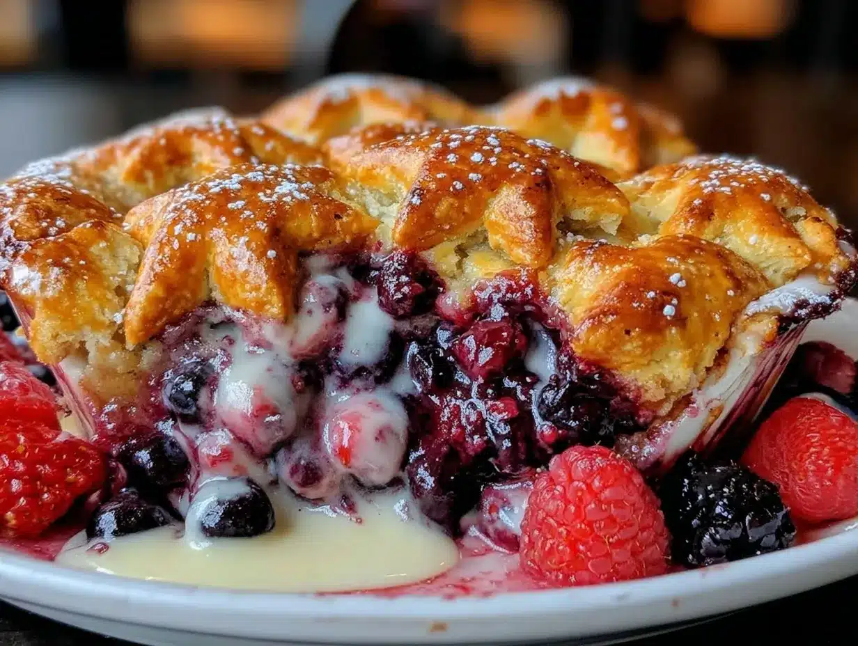 berry cobbler with creamy vanilla sauce preparation steps