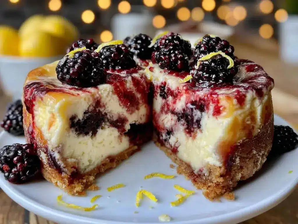 black raspberry lemon swirl cheesecake - featured image