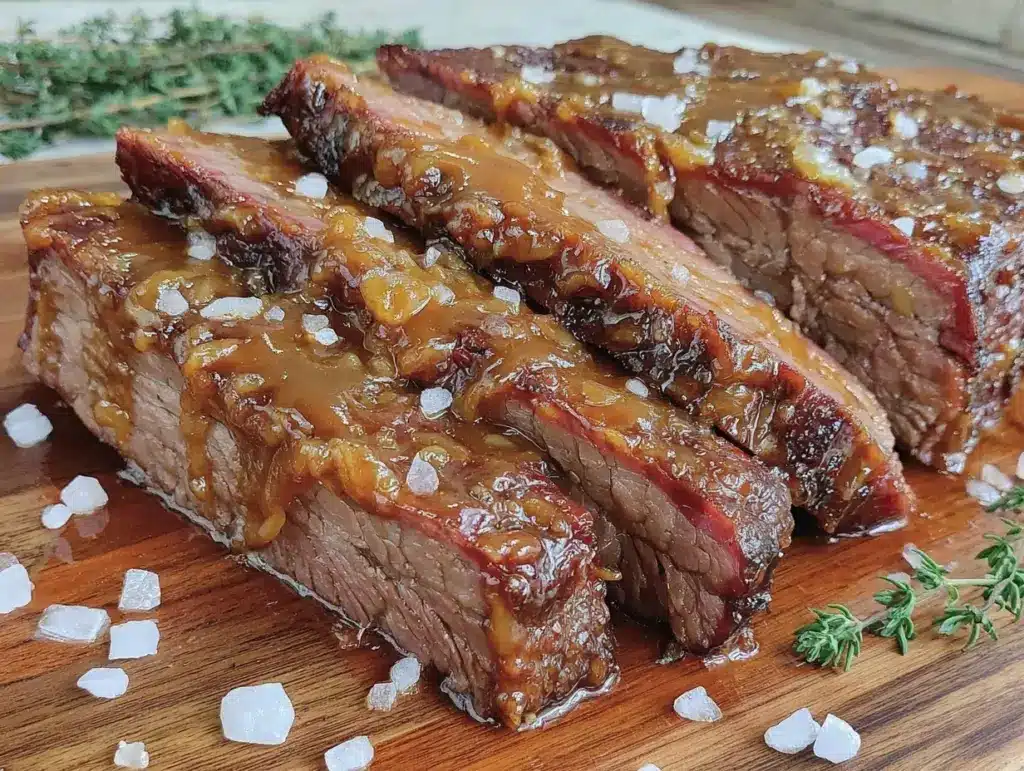 brown sugar bourbon glazed beef brisket - featured image