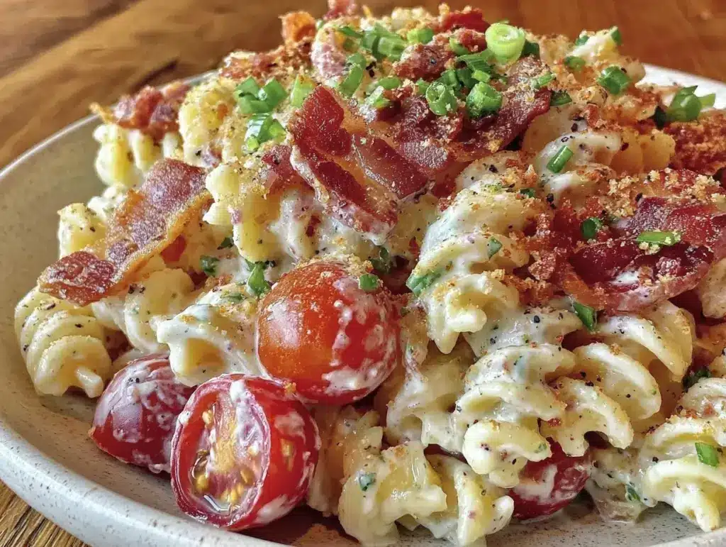 creamy bacon ranch pasta salad - featured image