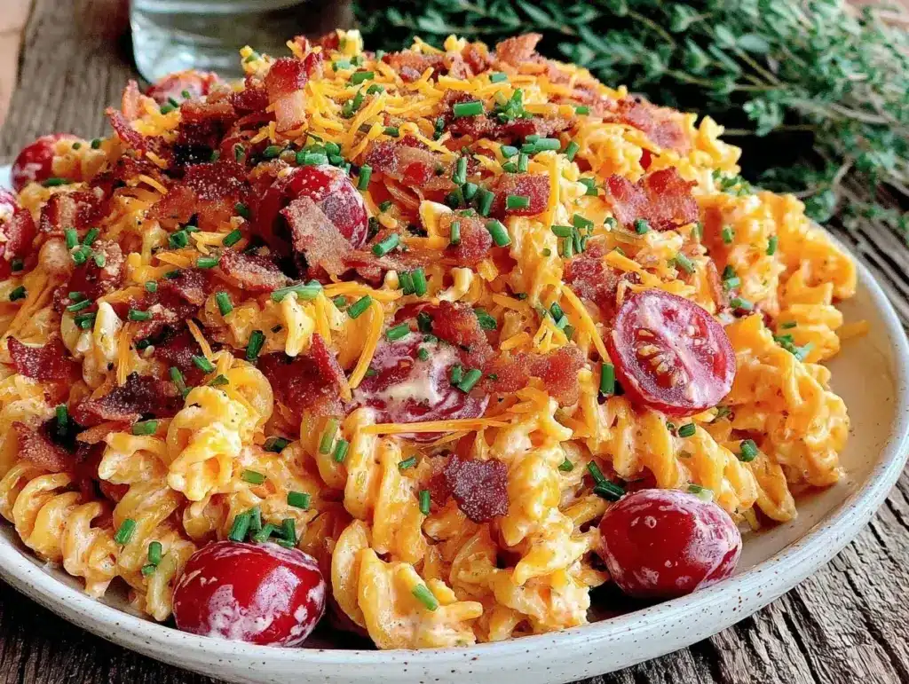 creamy bacon ranch pasta salad - featured image