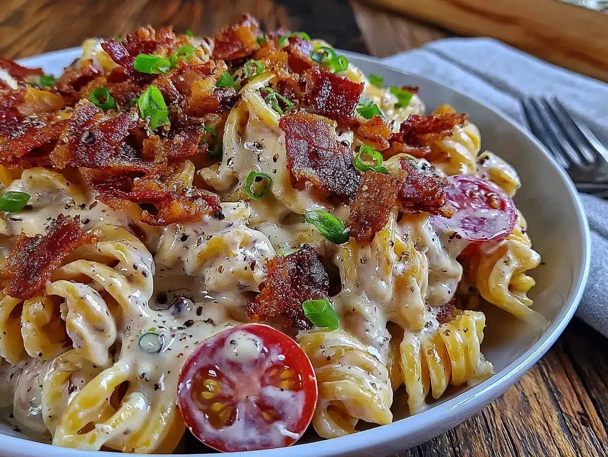 creamy bacon ranch pasta salad preparation steps