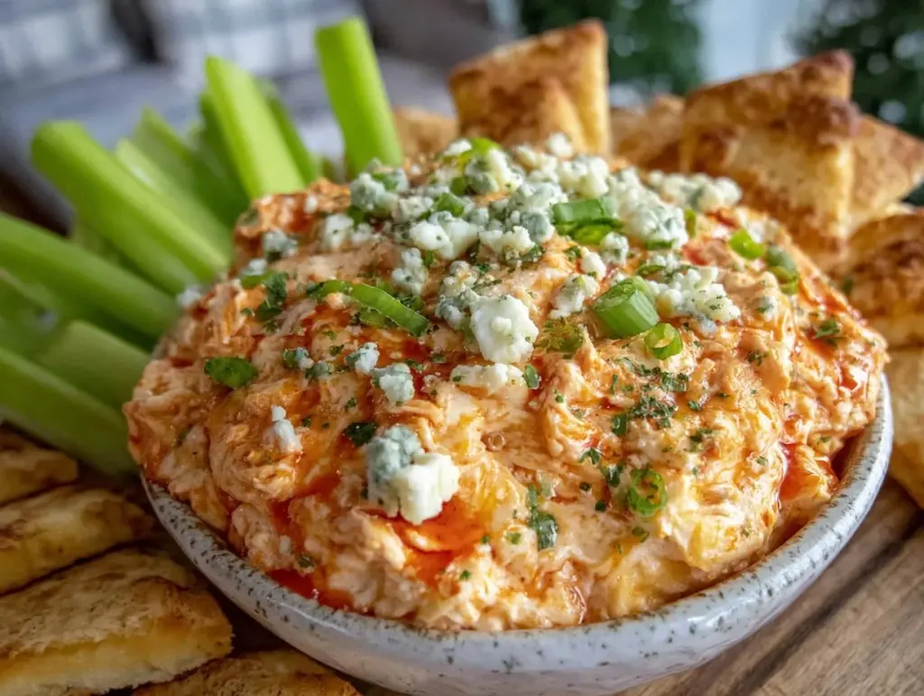 creamy buffalo chicken dip - featured image