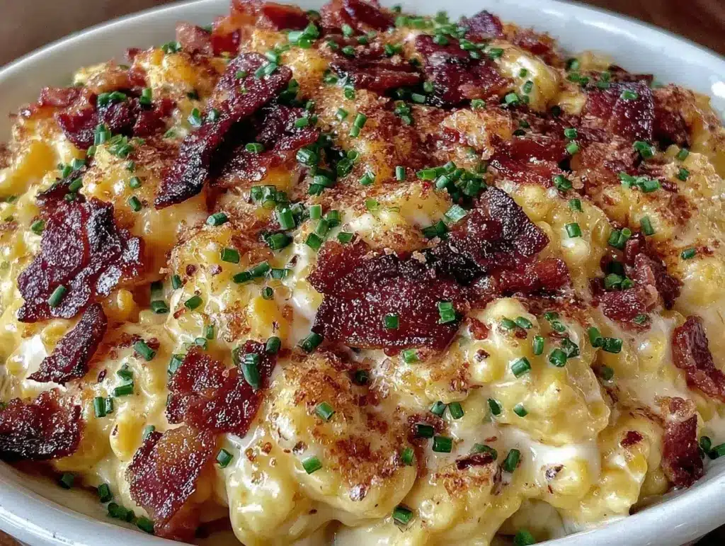 creamy creamed corn with bacon and chives - featured image