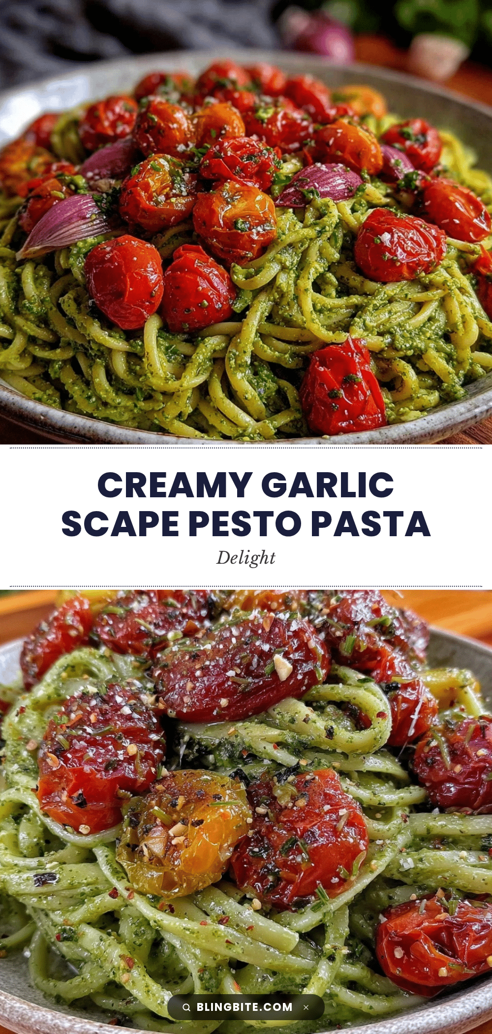 creamy garlic scape pesto pasta recipe