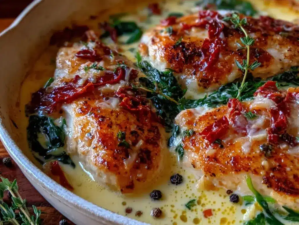 creamy one pot tuscan chicken - featured image