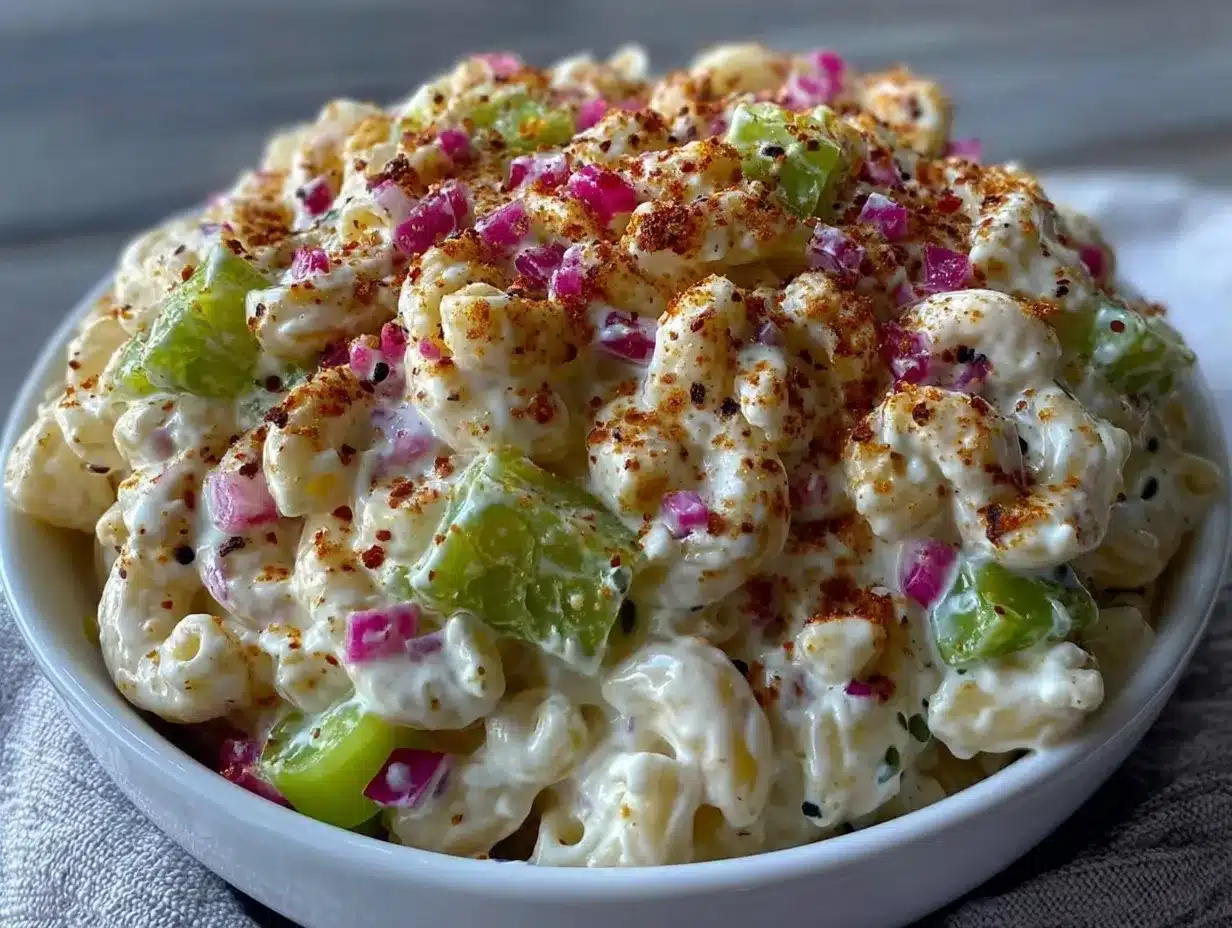 creamy southern macaroni salad with sweet pickles preparation steps