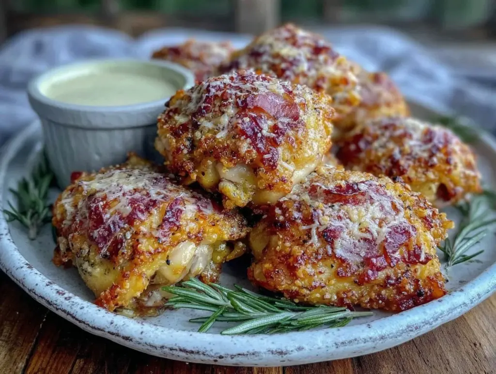 crispy garlic parmesan air fryer chicken thighs - featured image