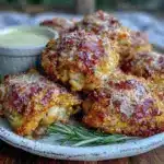 crispy garlic parmesan air fryer chicken thighs - featured image