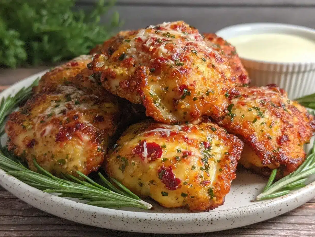 crispy garlic parmesan air fryer chicken thighs preparation steps