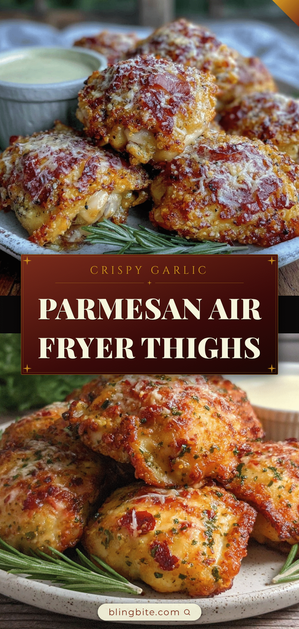 crispy garlic parmesan air fryer chicken thighs recipe