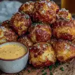 crispy pretzel bites with beer cheese dip - featured image
