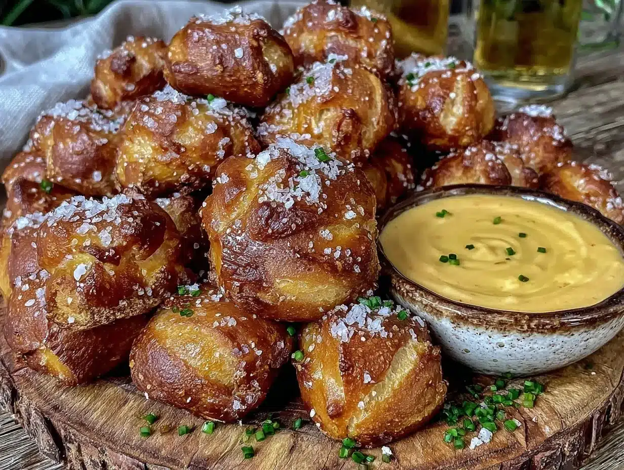 crispy pretzel bites with beer cheese dip preparation steps