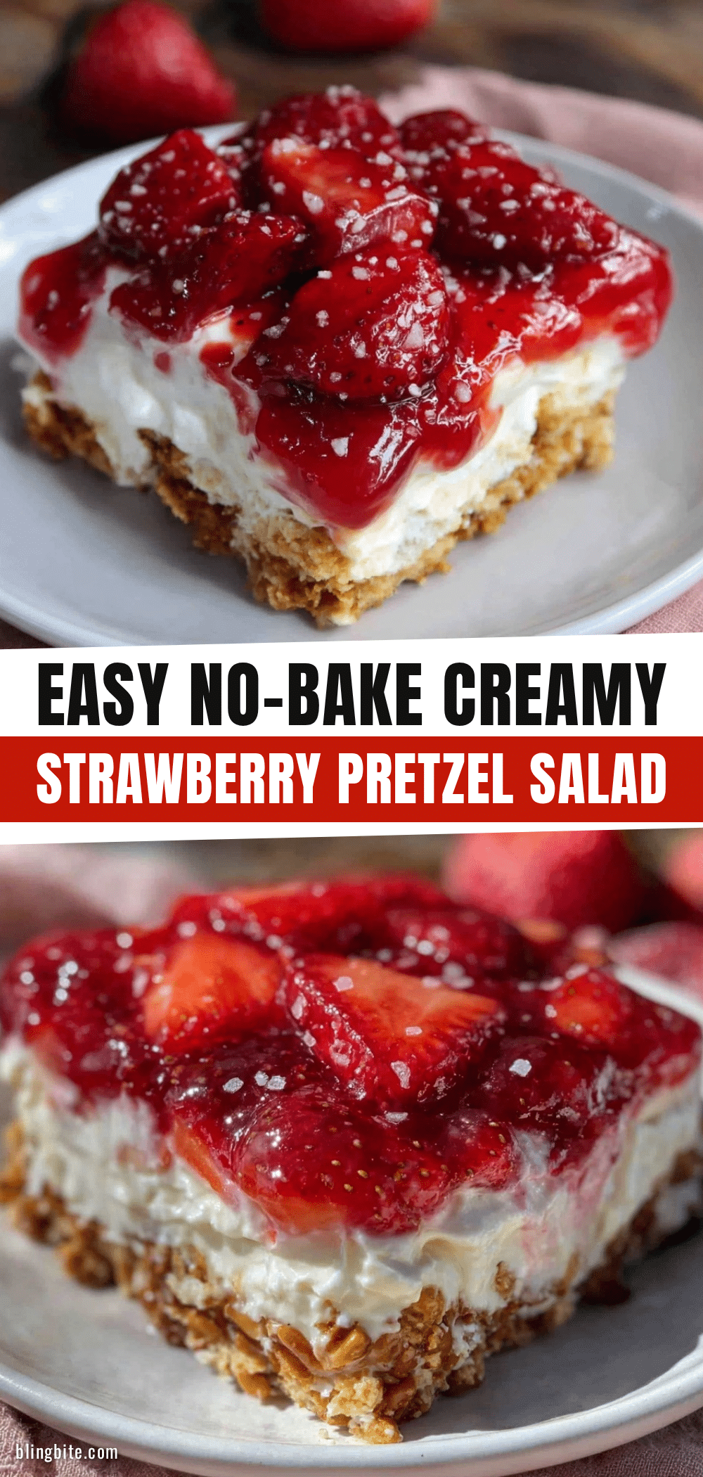 easy no-bake strawberry pretzel salad dessert recipe