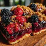 easy triple berry crumble bars - featured image