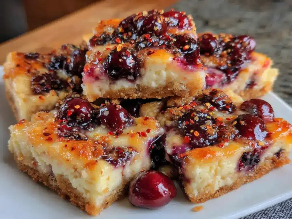 firecracker cherry cheesecake bars - featured image