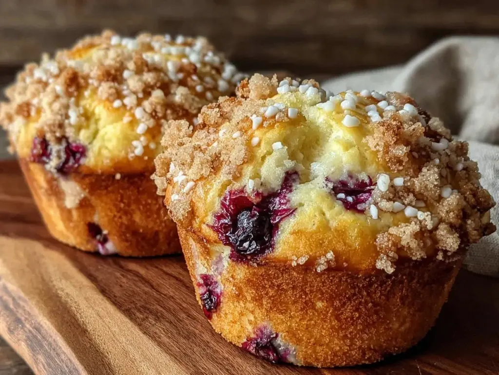 fluffy jumbo blueberry muffins - featured image