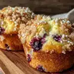 fluffy jumbo blueberry muffins - featured image