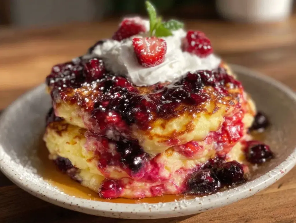 fluffy red white blue pancakes - featured image
