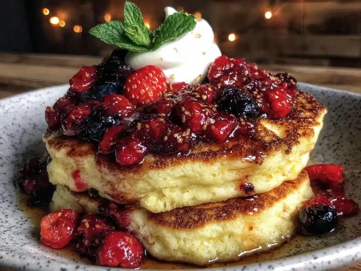 fluffy red white blue pancakes preparation steps