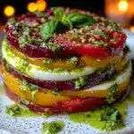 fresh heirloom tomato caprese stack - featured image