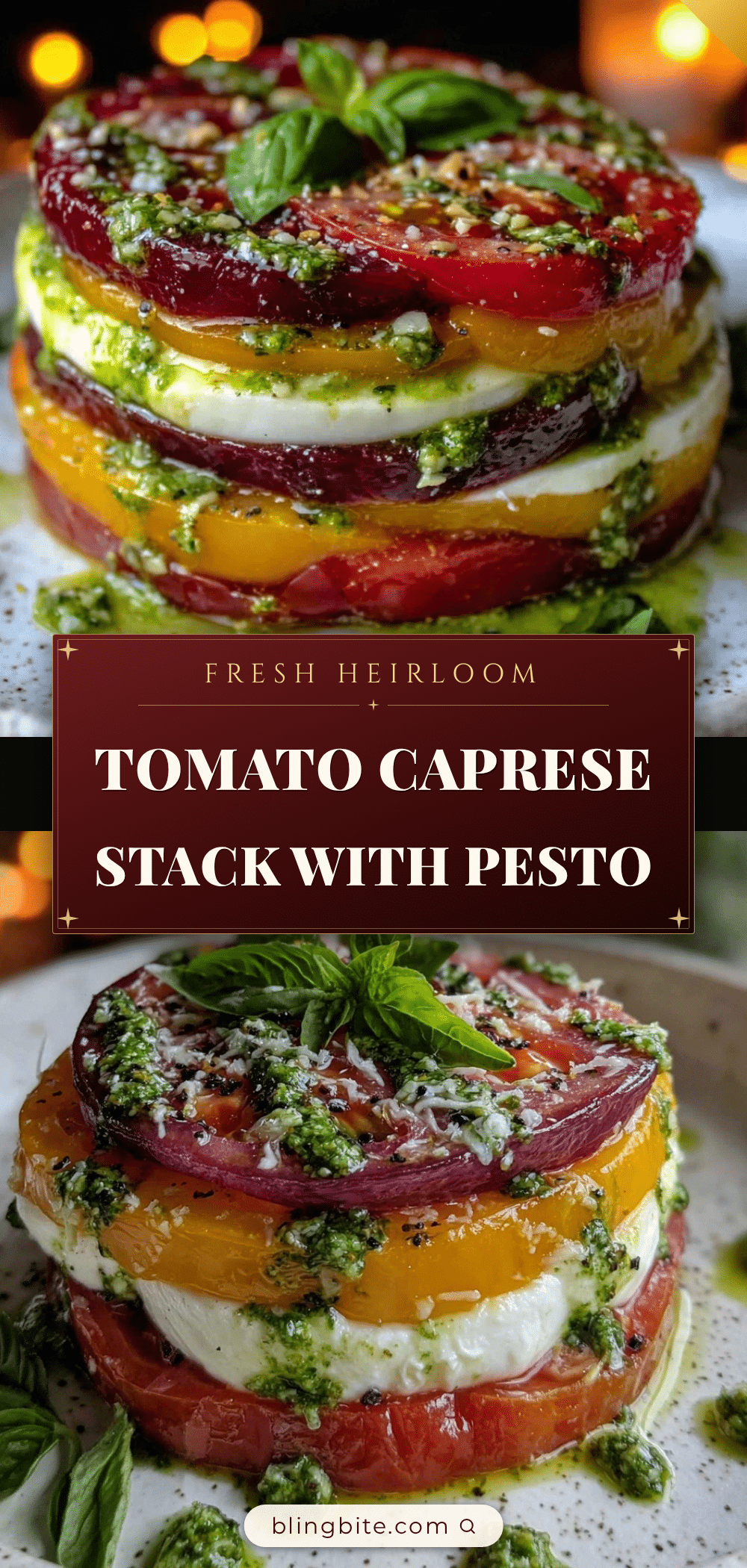 fresh heirloom tomato caprese stack recipe