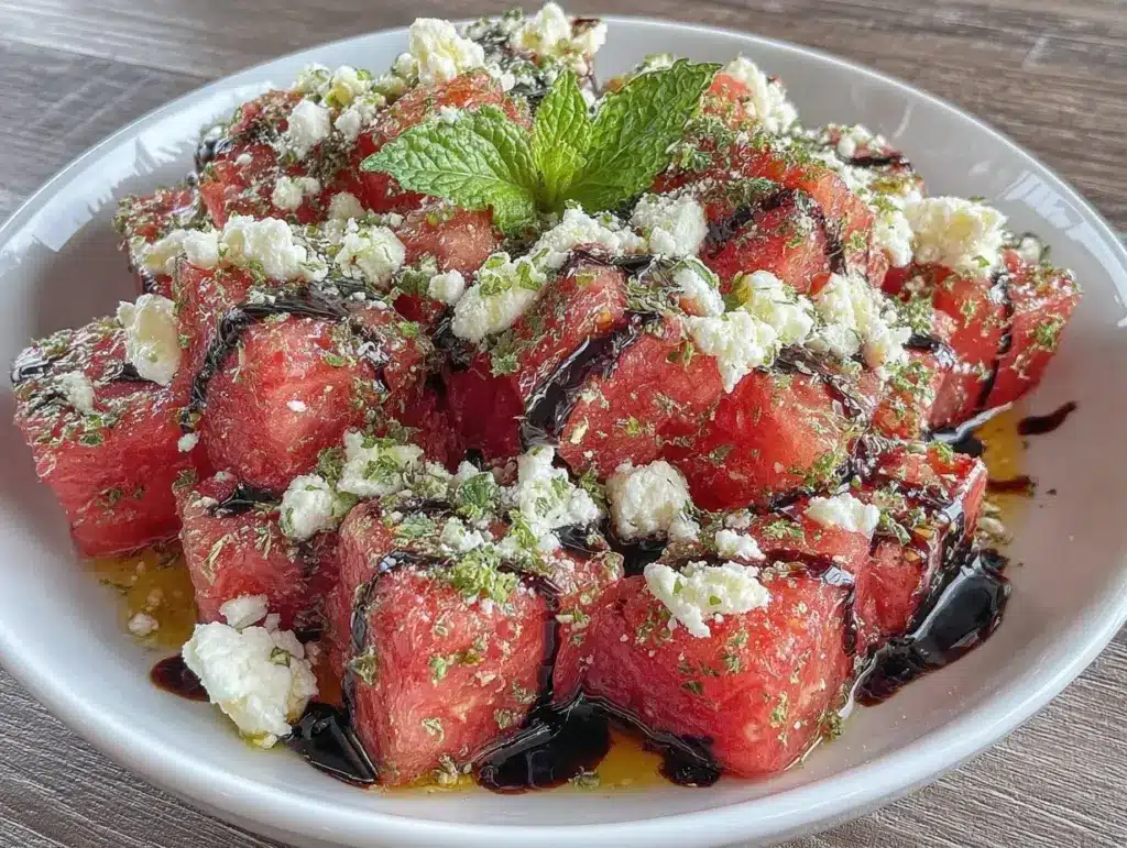 fresh watermelon feta mint salad - featured image