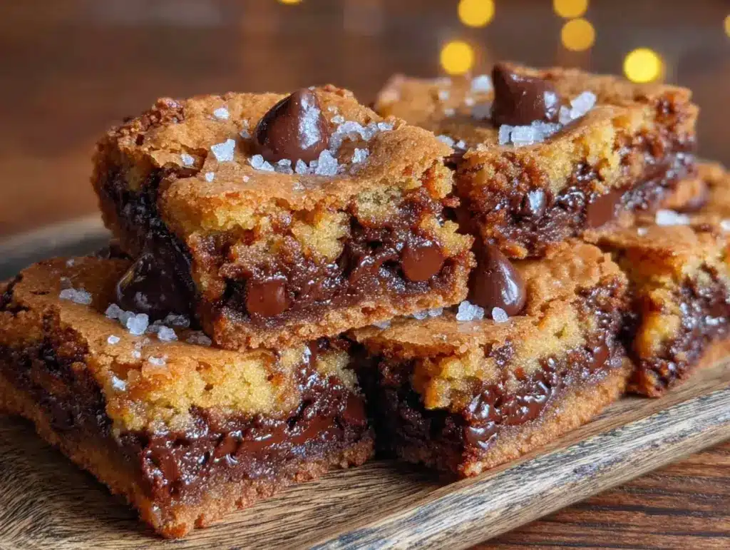 fudgy brown butter chocolate chip cookie bars - featured image