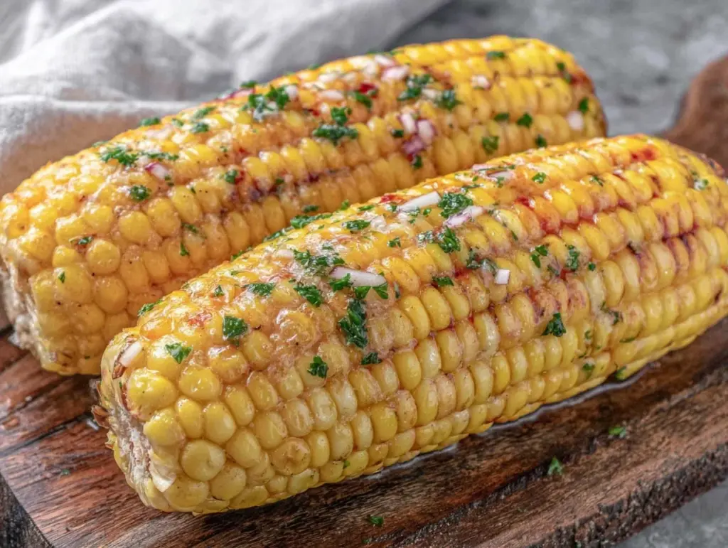 garlic butter grilled corn on the cob - featured image