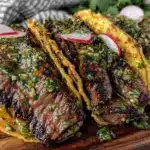grilled chimichurri flank steak tacos - featured image