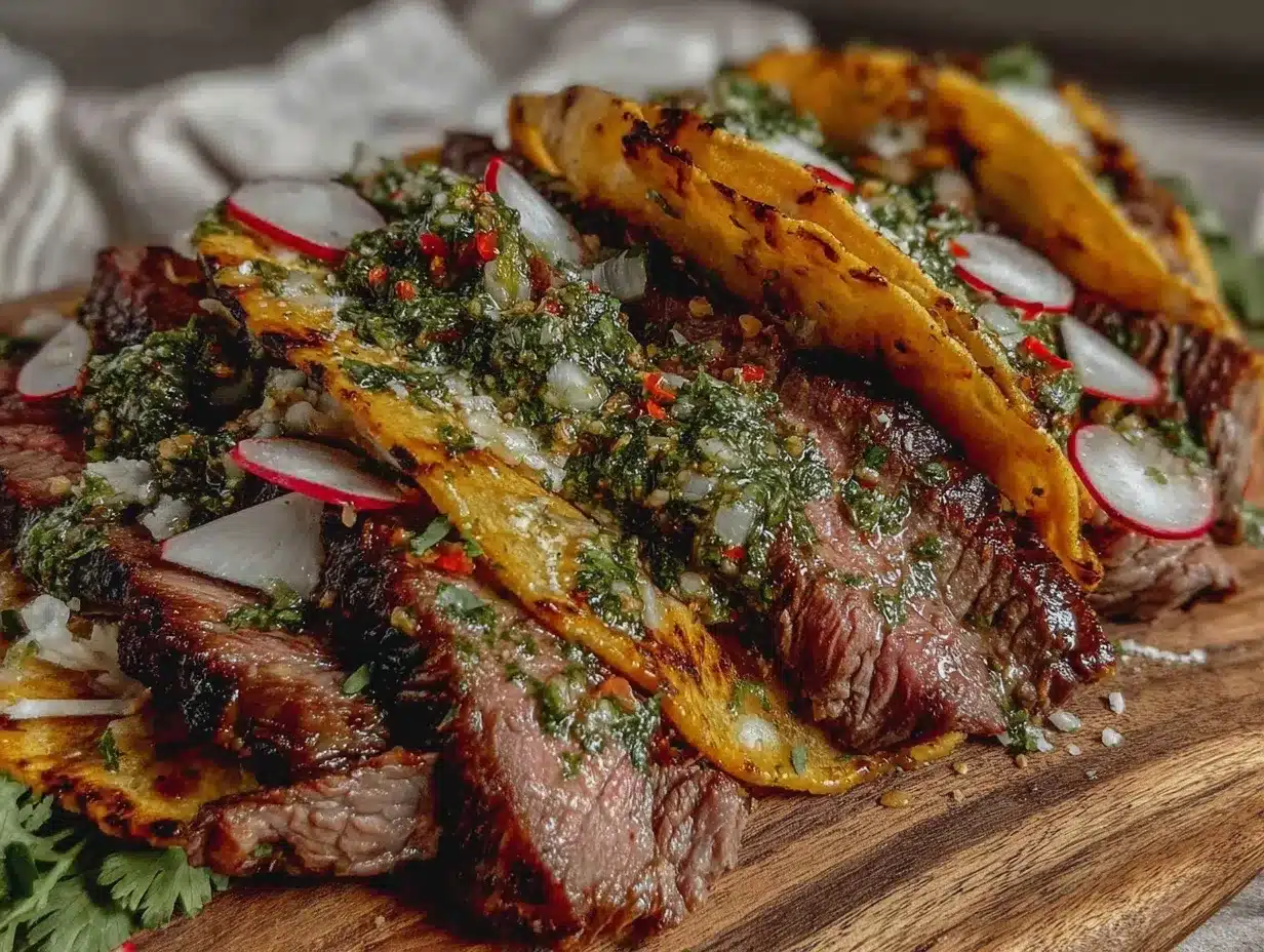 grilled chimichurri flank steak tacos preparation steps