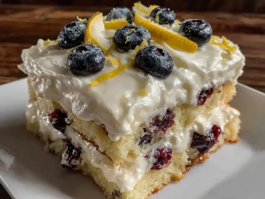 lemon blueberry flag cake - featured image