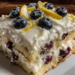 lemon blueberry flag cake - featured image
