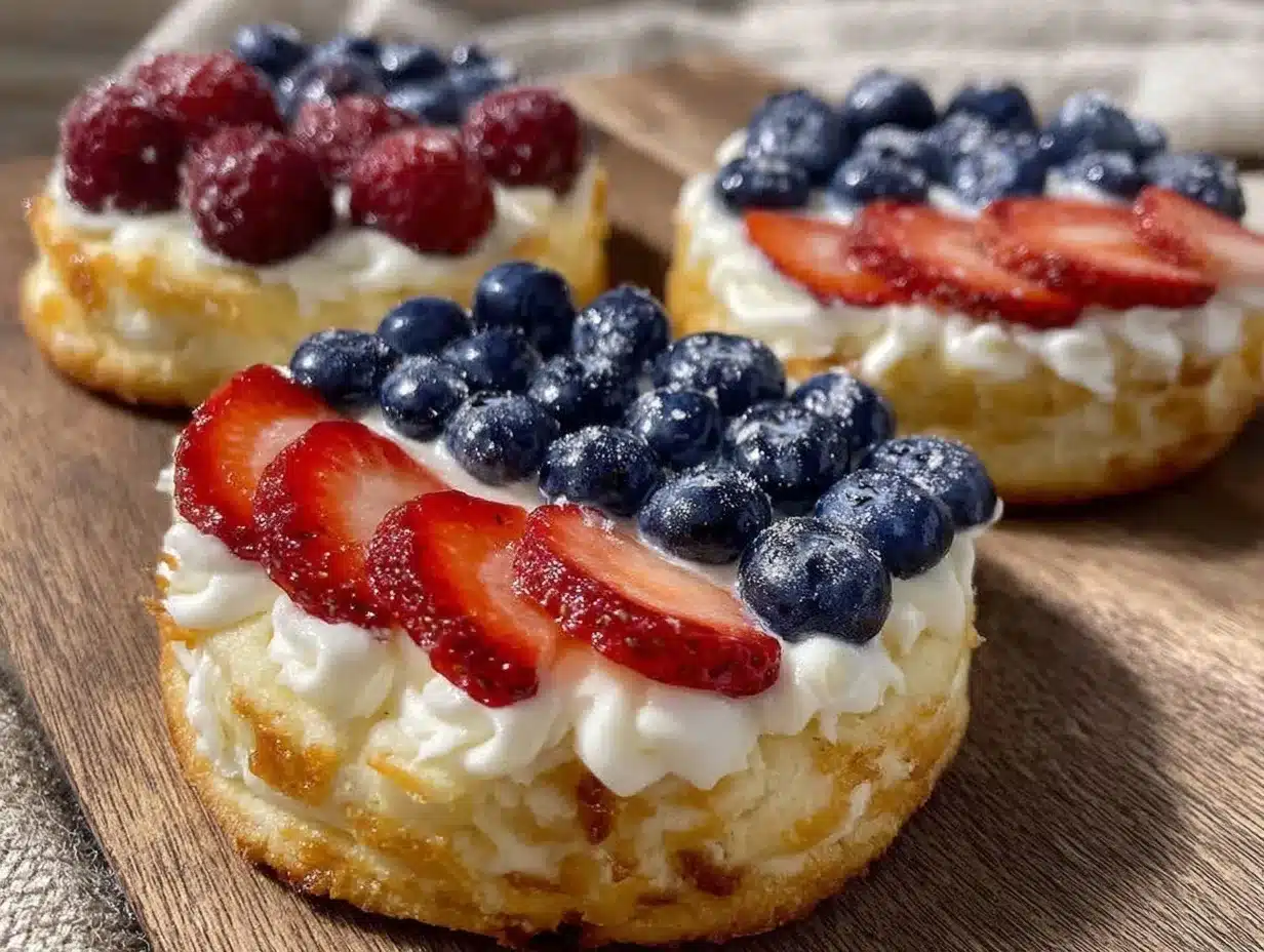 mini American flag fruit pizzas preparation steps