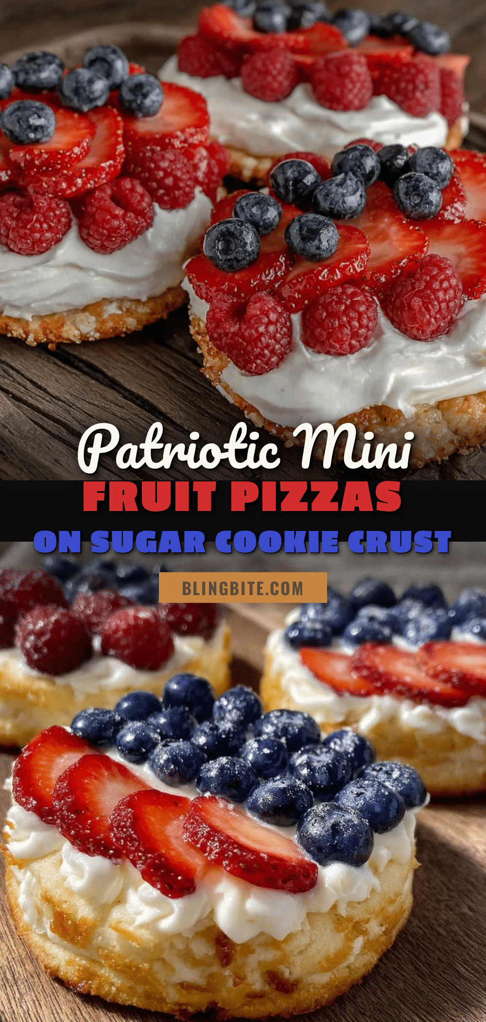 mini American flag fruit pizzas recipe