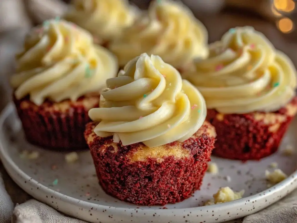 moist red velvet cupcakes - featured image