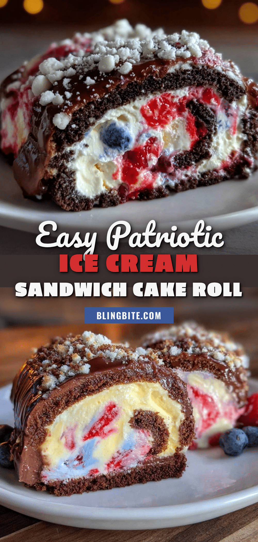 Patriotic Ice Cream Sandwich Cake Roll recipe