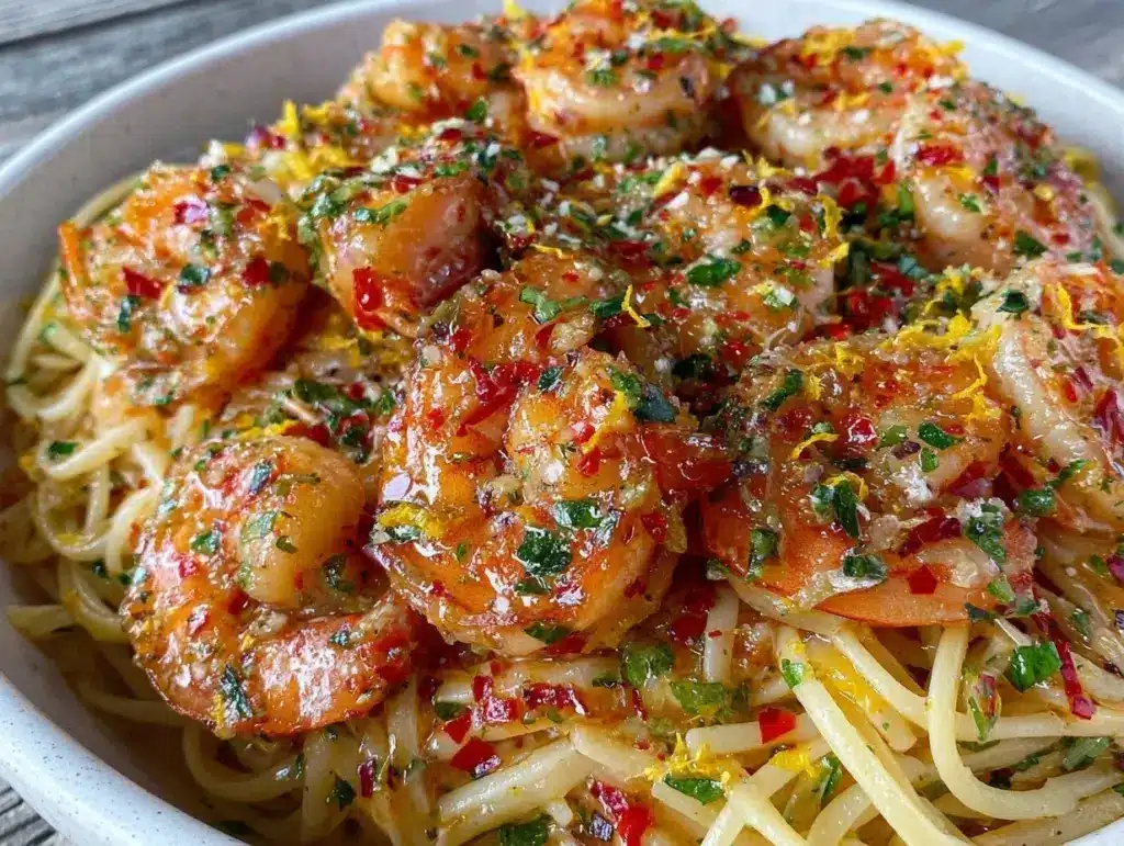 quick garlic butter shrimp pasta - featured image