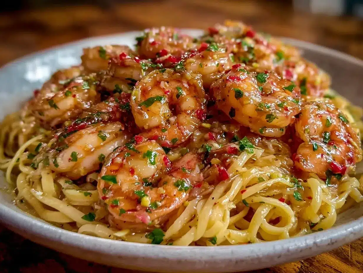 quick garlic butter shrimp pasta preparation steps