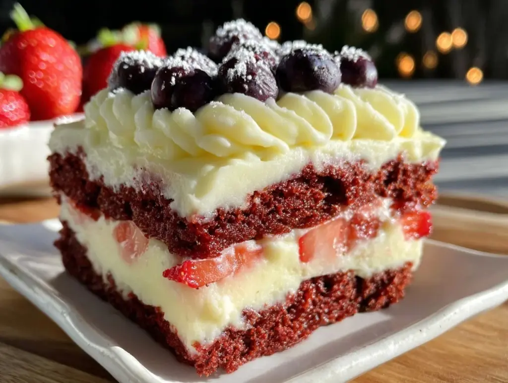 red white and blue flag cake - featured image