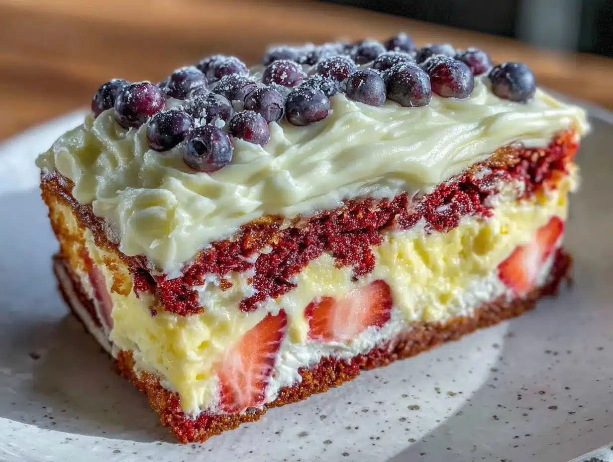 red white and blue flag cake preparation steps
