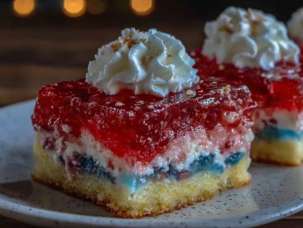 red white and blue poke cake preparation steps