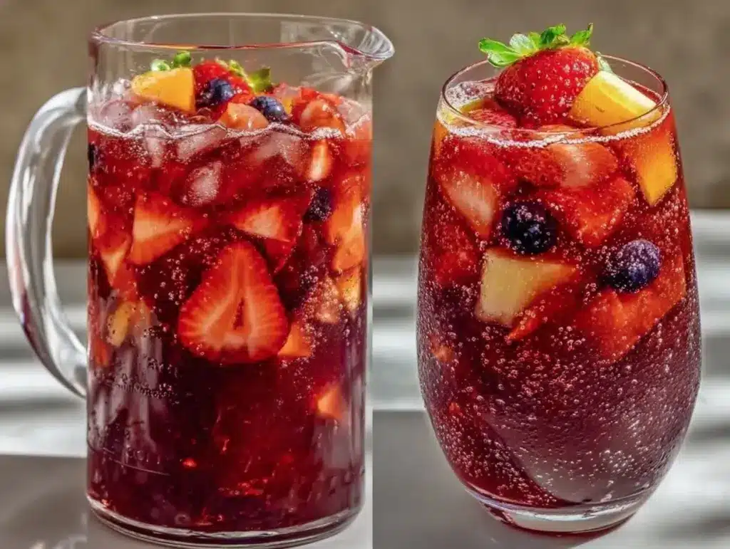 Refreshing Sparkling Red White Blue Sangria Pitcher - featured image