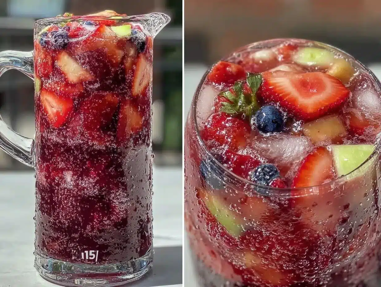 Refreshing Sparkling Red White Blue Sangria Pitcher preparation steps