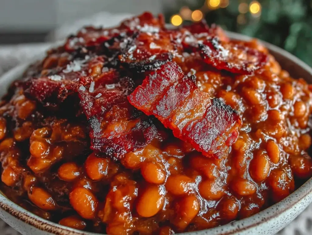 savory brown sugar baked beans - featured image