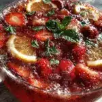 sparkling strawberry lemonade punch bowl - featured image