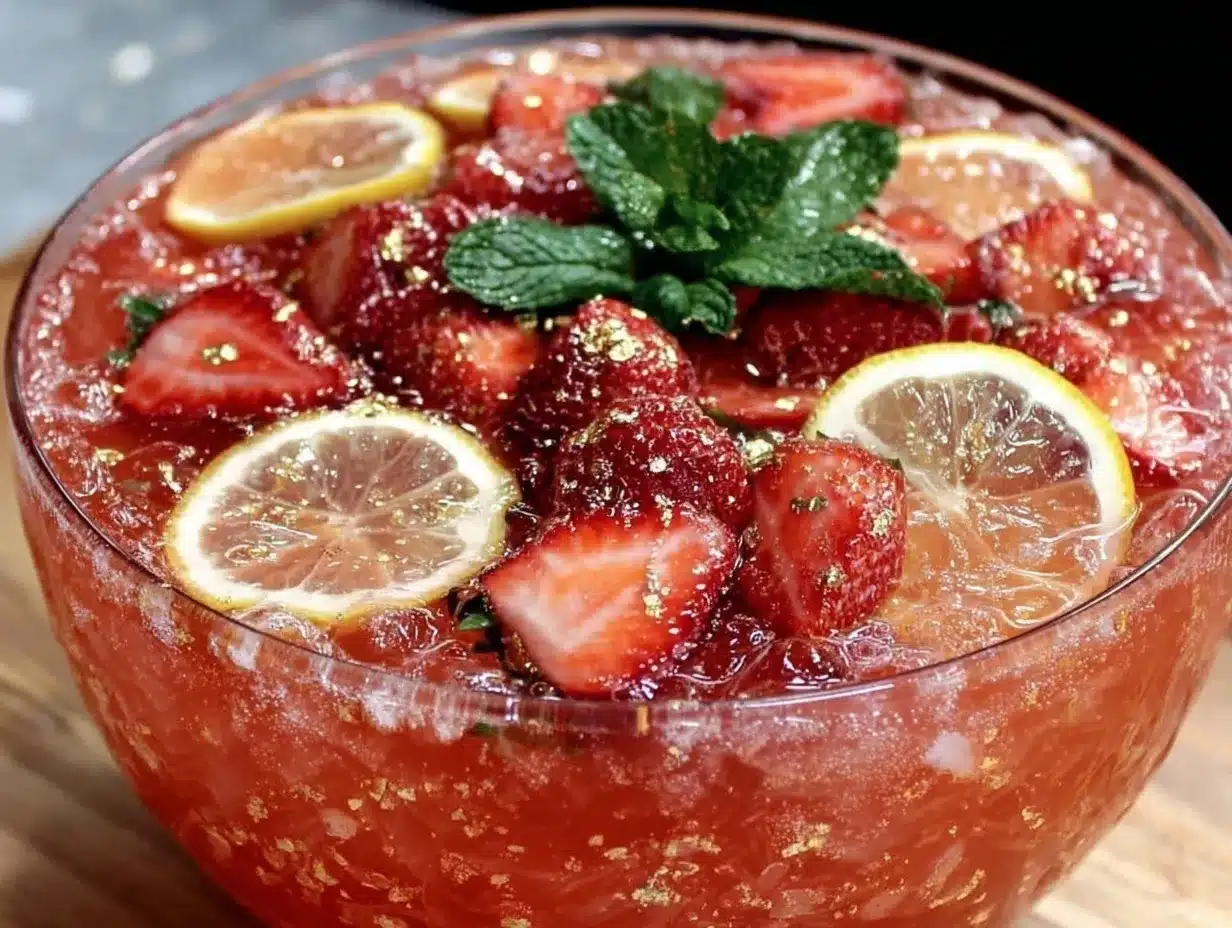 sparkling strawberry lemonade punch bowl preparation steps