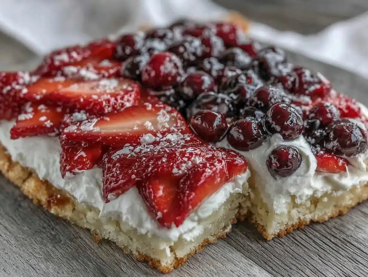 Strawberry Blueberry Flag Pizza preparation steps