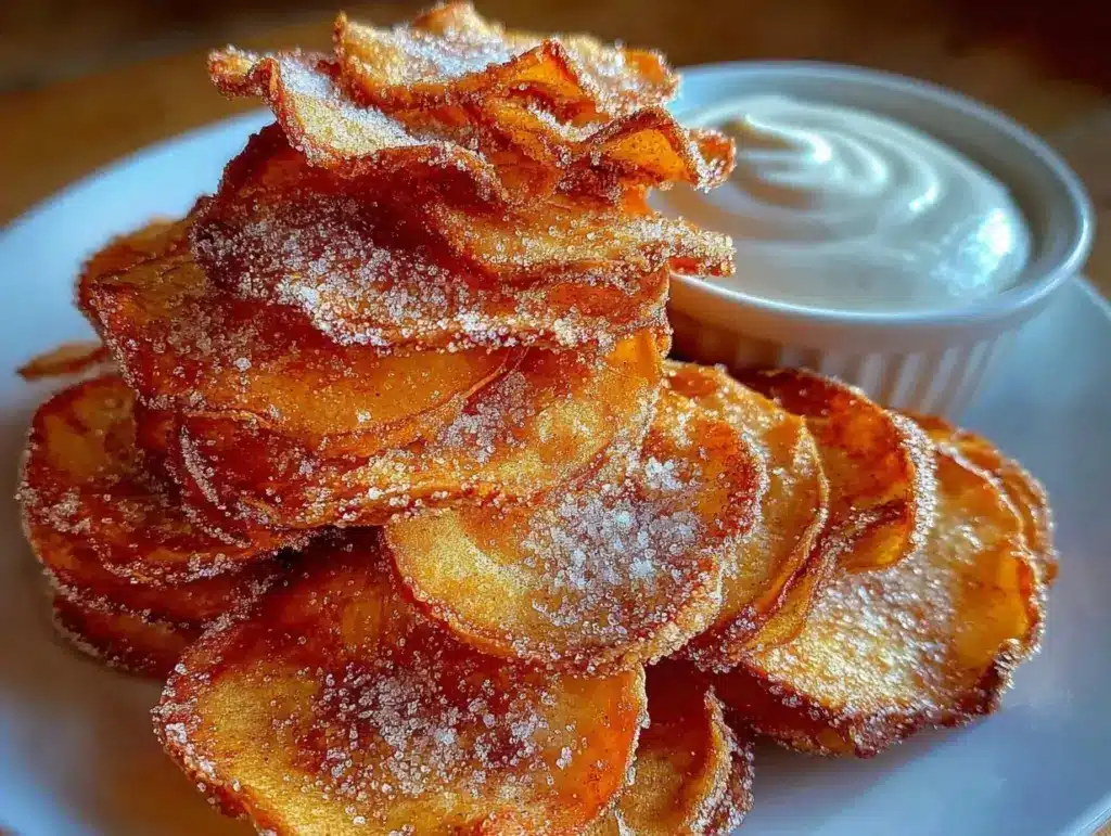air fryer cinnamon sugar apple chips - featured image
