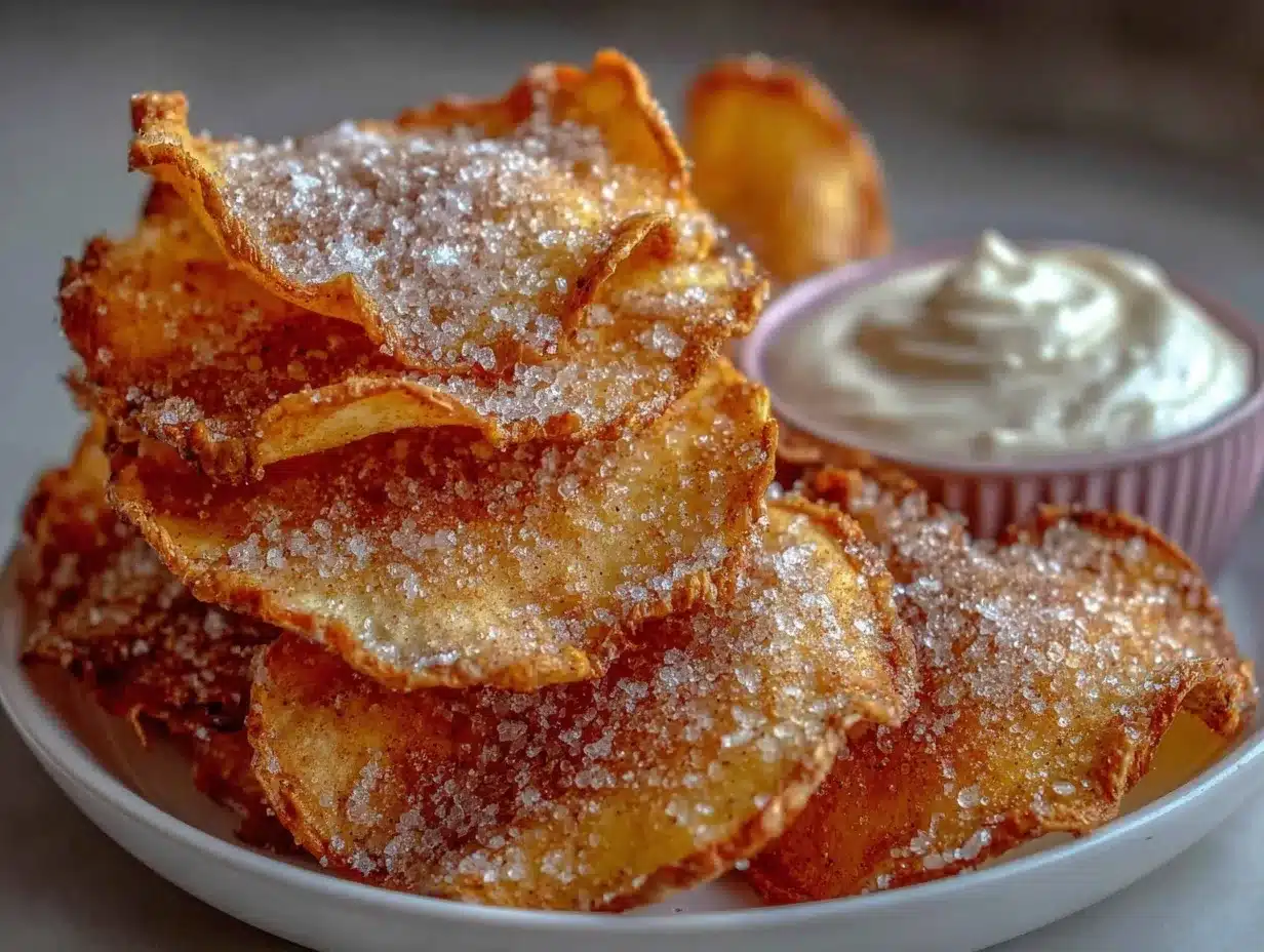 air fryer cinnamon sugar apple chips preparation steps